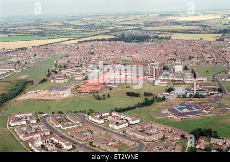 Vue aérienne de Teesside. Hôpital Nord Tees. 28 juillet 1995. Banque D'Images