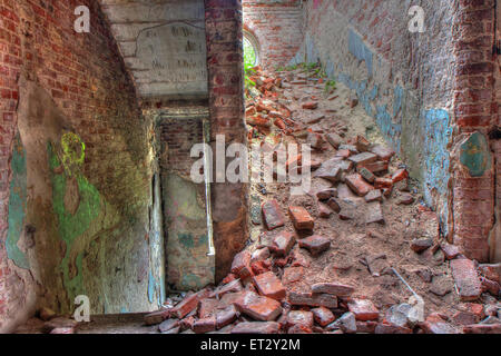 Détruit Bâtiment de l'ancien hôpital psychiatrique Zofiówka Banque D'Images