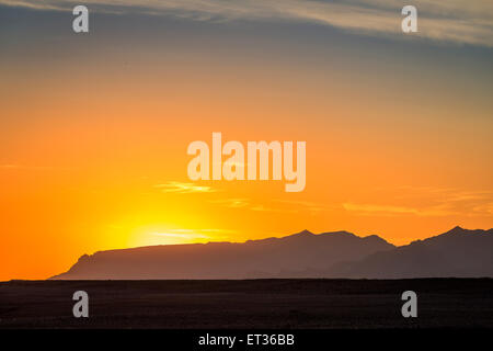 Coucher de soleil sur Eyjafjallajokull Glacier, Islande Banque D'Images