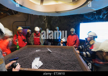 Cercle arctique, Laponie, Scandinavie, Suède, Kiruna LKAB, tour de l'exploitation minière souterraine, la plus grande mine de minerai de fer dans le monde Banque D'Images