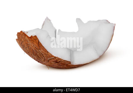 Seul morceau de pulpe de noix de coco isolé sur fond blanc Banque D'Images