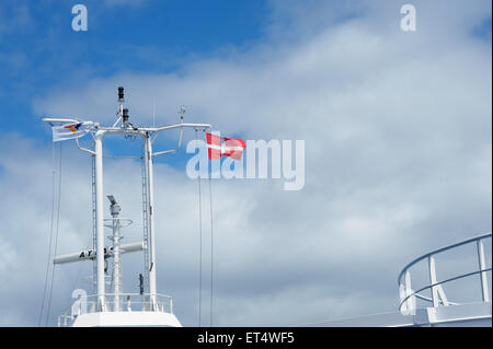 Puttgarden, Allemagne, pavillon du Danemark sur un ferry Scandlines Banque D'Images