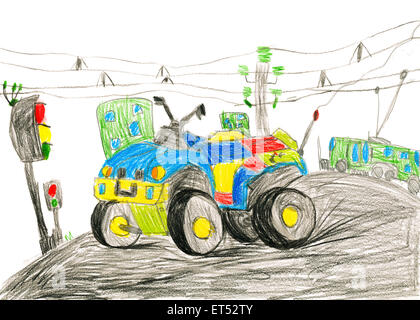 Dessin enfant quad. Banque D'Images