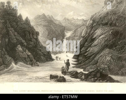 Les montagnes enneigées du nord du Bengale ; ; dans lequel la rivière Jamuna Jumna il prend naissance ; Inde Banque D'Images