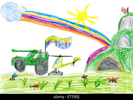 Dessin de l'enfant de la paix. Banque D'Images