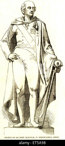 Statue de Sir John Malcolm à l'abbaye de Westminster, John Malcolm, soldat écossais, diplomate, général principal,administrateur, homme d'état, ancien millésime 1800 Banque D'Images