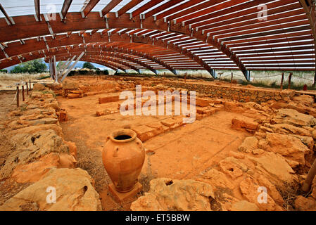 Sur le site archéologique (Palais Minoen de Malia, Sarpidon) de la municipalité d'Hersonissos, Héraklion, Crète, Grèce. Banque D'Images