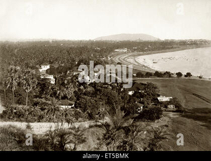 Plage de Chowpatty, Girgaon, Girgaum Chowpatty, Girgaon Chowpatty, Marine Drive,Queens collier, Bombay, Mumbai, Maharashtra, Inde,vieux millésime années 1800 Banque D'Images