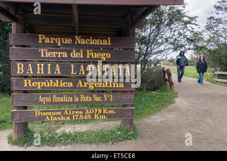Fin de la route, le Parque Nacional Tierra del Fuego, Argentina Banque D'Images