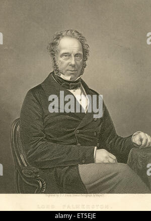 Lord Palmerston, Temple Henry John, 3e vicomte Palmerston, homme d'État britannique, Premier ministre du Royaume-Uni, ancienne gravure en acier datant du XIXe siècle Banque D'Images