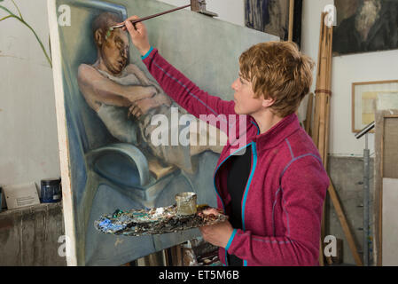 La peinture de chevalet à Femme, Bavière, Allemagne Banque D'Images