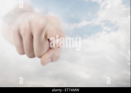Close-up of a person's finger pointing, Bavière, Allemagne Banque D'Images