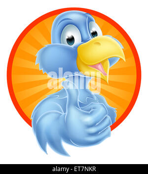 Un dessin animé mignon bluebird blue bird mascot donnant un coup de pouce Banque D'Images