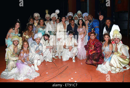 Six-temps Tony award winner Audra McDonald visites la distribution de la comédie musicale Aladdin au New Amsterdam Theatre - Backstage. En vedette : Clifton Davis, Adam Jacobs, Audra McDonald, l'acier Burkhardt, Courtney Reed, James Monroe Iglehart, cast Où : New York, New York, United States Quand : 03 Jan 2015 Crédit : Joseph Marzullo/WENN.com Banque D'Images