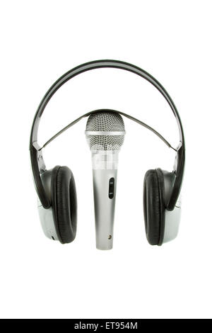 Sur l'air ! & DJ microphone sur casque sans fil isolé il o Banque D'Images