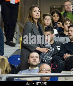 Helen Lindes modèle actuel montres petit ami joueur du Real Madrid Rudy Fernandez à un match de basket entre le Real Madrid et Galatasaray au Sports Palace comprend : Helen Lindes Où : Madrid, Espagne Quand : 08 Jan 2015 Crédit : Oscar Gonzalez/WENN.com Banque D'Images