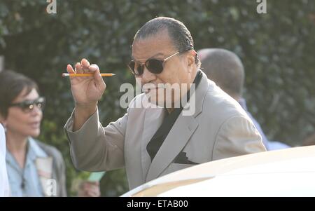 Billy Dee Williams soulève un crayon en solidarité avec Charlie Hebdo lorsqu'il arrivera dans un restaurant à Beverly Hills avec : Billy Dee Williams Où : Los Angeles, California, United States Quand : 09 Jan 2015 Crédit : Michael Wright/WENN.com Banque D'Images