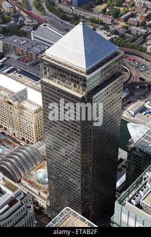Vue aérienne de One Canada Square, Canary Wharf, Londres E14 Banque D'Images