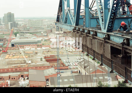 Tees Transporter Bridge, Middlesbrough, 5e septembre 1995. L'entretien régulier est effectué. Banque D'Images