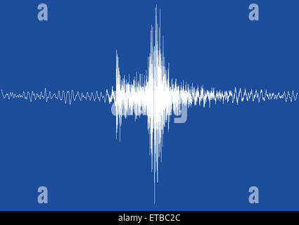Un tremblement isolé blanc graphique d'un grand tremblement de terre sans grille ni échelle et le fond bleu Banque D'Images
