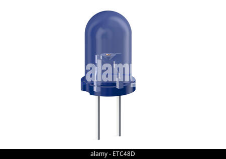 Blue LED light emitting diode isolé sur fond blanc Banque D'Images