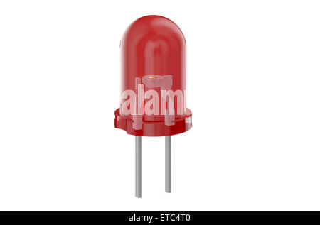 La diode électroluminescente rouge isolé sur fond blanc Banque D'Images