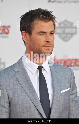 LOS ANGELES, CA - le 13 avril 2015 : Chris Hemsworth lors de la première mondiale de son film 'Avengers : Uncanny X-Men" au Kodak Theater, Hollywood. Banque D'Images