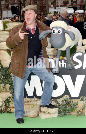 Le film 'Shaun moutons' Première européenne à la vue West End, Leicester Square, Londres avec : Justin Fletcher Où : London, Royaume-Uni Quand : 25 Jan 2015 Credit : WENN.com Banque D'Images