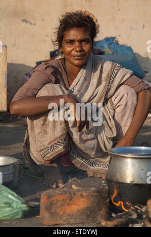 CHENNAI/INDE 27ème Janvier 2007 - belle jeune femme de la rue à Chennai, Inde Banque D'Images