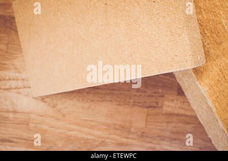 La fibre de chanvre isolant thermique comprimé vue en gros panneaux en bois naturel - contexte Banque D'Images