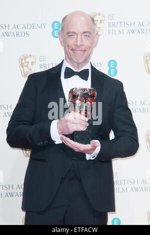 EE British Academy Film Awards (BAFTA) à la Royal Opera House - Gagnants Prix comprend : JK Simmons Où : London, Royaume-Uni Quand : 08 Mar 2015 Source : WENN.com Banque D'Images