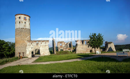 Ruines romantiques d'un château médiéval Zviretice République tchèque Bohême centrale, Banque D'Images