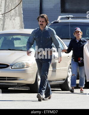 Le tournage de la deuxième saison de HBO's 'True Detective' dans le centre-ville de Los Angeles avec : Colin Farrell Où : Los Angeles, California, United States Quand : 10 Feb 2015 Cousart/JFXimages : Crédit/WENN.com Banque D'Images