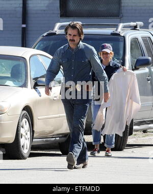 Le tournage de la deuxième saison de HBO's 'True Detective' dans le centre-ville de Los Angeles avec : Colin Farrell Où : Los Angeles, California, United States Quand : 10 Feb 2015 Cousart/JFXimages : Crédit/WENN.com Banque D'Images