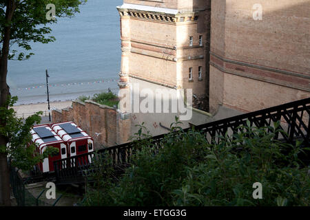 Sur la voiture de tramway Tramway Central Scarborough, Yorkshire Angleterre UK Banque D'Images