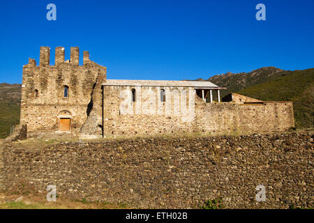 Le monastère de Sant Quirze de Colera. Abbaye bénédictine. X siècle. Banque D'Images