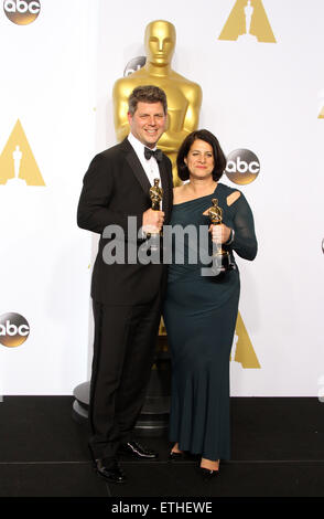 87e Academy Awards annuel tenu à La Kodak Theater - Salle de presse : Adam Stockhausen, Anna Pinnock Où : Los Angeles, California, United States Quand : 22 Mar 2015 Crédit : Adriana Barraza M./WENN.com Banque D'Images