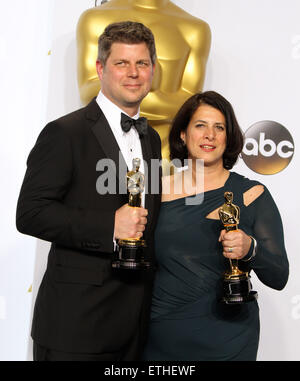 87e Academy Awards annuel tenu à La Kodak Theater - Salle de presse : Adam Stockhausen, Anna Pinnock Où : Los Angeles, California, United States Quand : 22 Mar 2015 Crédit : Adriana Barraza M./WENN.com Banque D'Images