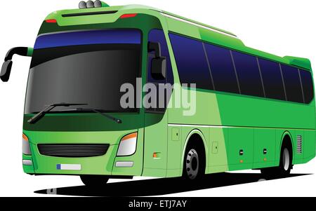 Bus de tourisme vert. Coach. Vector illustration Illustration de Vecteur