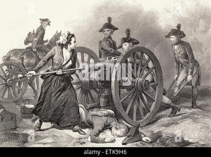 Molly Pitcher à la bataille de Monmouth, 1778, au cours de la Révolution américaine Banque D'Images