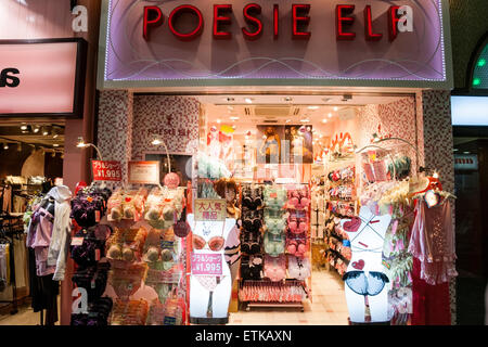 Japan, Osaka, Dotonbori. The Lingerie shop, Poesie elf, at night