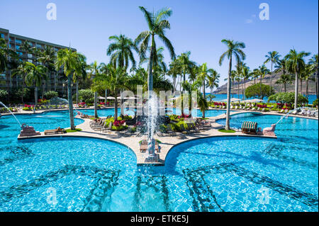 Vous pourrez profiter de la 26 000 m². piscine, Kaua'i Marriott Resort ; Baie de Kalapaki, Kaua'i, Hawaii, USA Banque D'Images