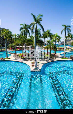 Vous pourrez profiter de la 26 000 m². piscine, Kaua'i Marriott Resort ; Baie de Kalapaki, Kaua'i, Hawaii, USA Banque D'Images