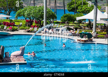 Vous pourrez profiter de la 26 000 m². piscine, Kaua'i Marriott Resort ; Baie de Kalapaki, Kaua'i, Hawaii, USA Banque D'Images