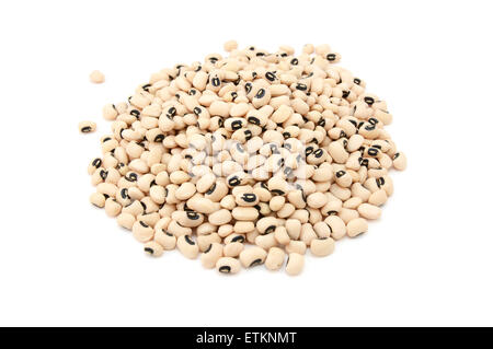 Les haricots secs ou des Black Eyed Peas, isolé sur fond blanc Banque D'Images