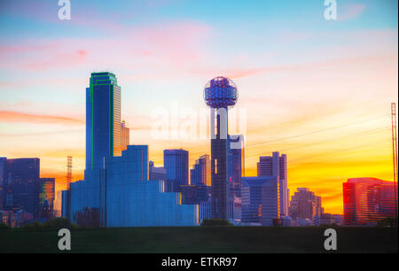 Aperçu du centre-ville de Dallas le matin Banque D'Images