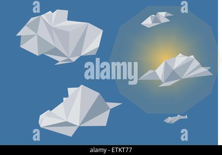 Illustration vecteur polygonale faible de ciel dégagé et les nuages Illustration de Vecteur
