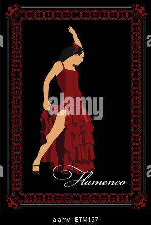 Belle jeune femme danser le flamenco de l'affiche. Vector illustration Illustration de Vecteur