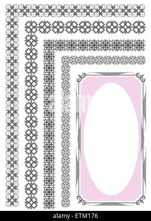 Collection de plantes d'ornement floral frame vintage design. Tous les composants sont facilement modifiables. Vector illustration Illustration de Vecteur