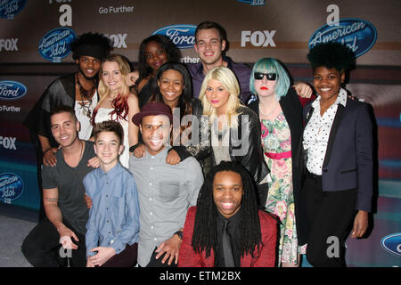 American Idol Saison 14 finalistes - Parti avec des arrivées : Quentin, Maddie Alexander Walker, Adanna Duru, Clark Beckham, Sarina-Joi Crowe, Jax, Joey Cook, Tyanna Jones, Nick, Fradiani Rayvon Daniel Seavey, Owen, Qaasim Middleton Où : Los Angeles, California, United States Quand : 11 Mar 2015 Crédit : Nicky Nelson/WENN.com Banque D'Images